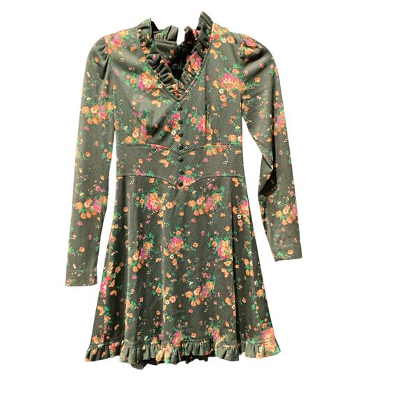 Vintage 60s Patricia Fair Mod Flower Power GoGo 70s flare paneled Mini Dress 7 S - Picture 12 of 14